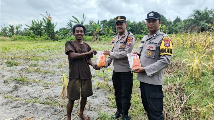 “ PANEN HARAPAN, TANAM KETAHANAN : POLSEK PANGKALAN BANTENG SERAHKAN BANTUAN BENIH JAGUNG HIBRIDA UNTUK DUKUNG PETANI LOKAL "